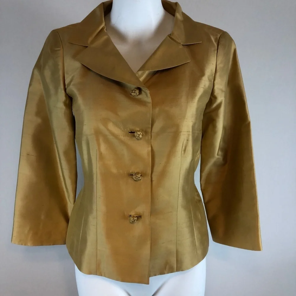 Dana Buchman 100% Silk Blazer - size 2 - Picture 2 of 11